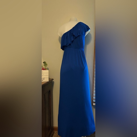 Sundress, sz M royal blue with ruffle, elastic waist, longer exposed hem, vacay - Picture 4 of 9